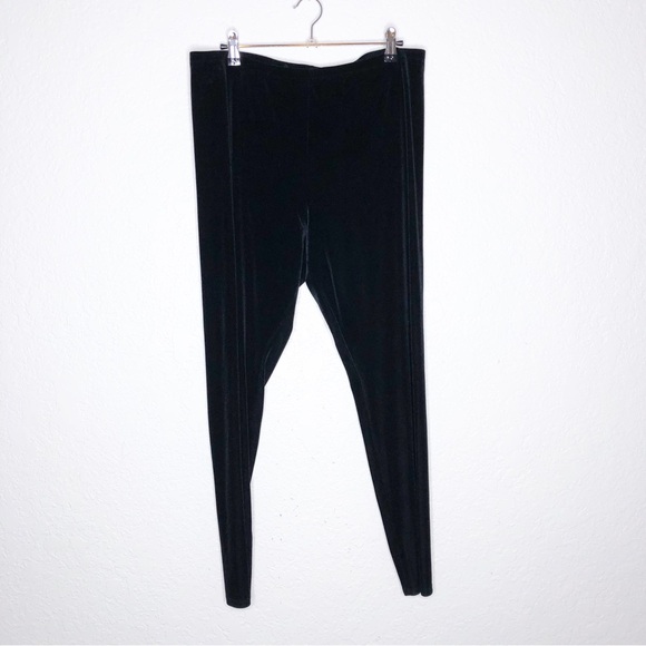Eileen Fisher black velvet velour pull on knit pants size Large - Picture 1 of 14